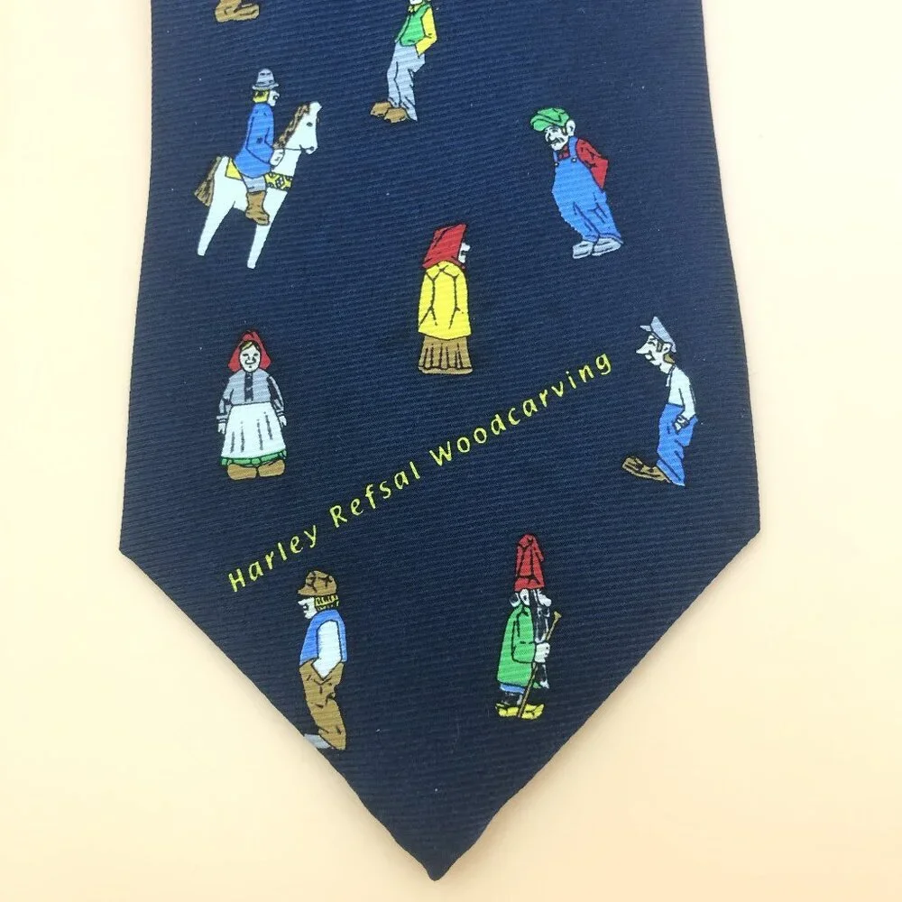 Harley Refsal Woodcarving Silk Tie – Decorah Iowa Folk Art Handmade Tie
